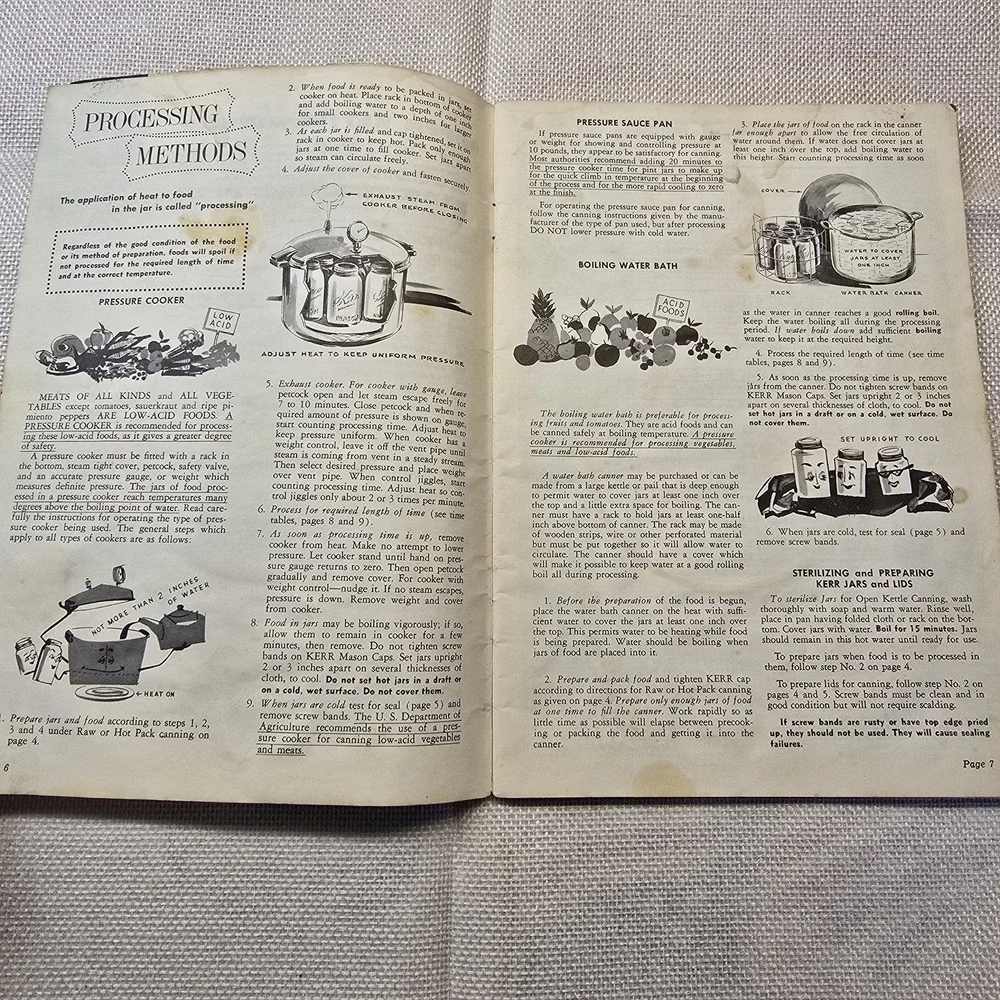 Vintage Kerr Home Canning Book Recipes Methods Jars & Lids Pamphlet 1950s‎